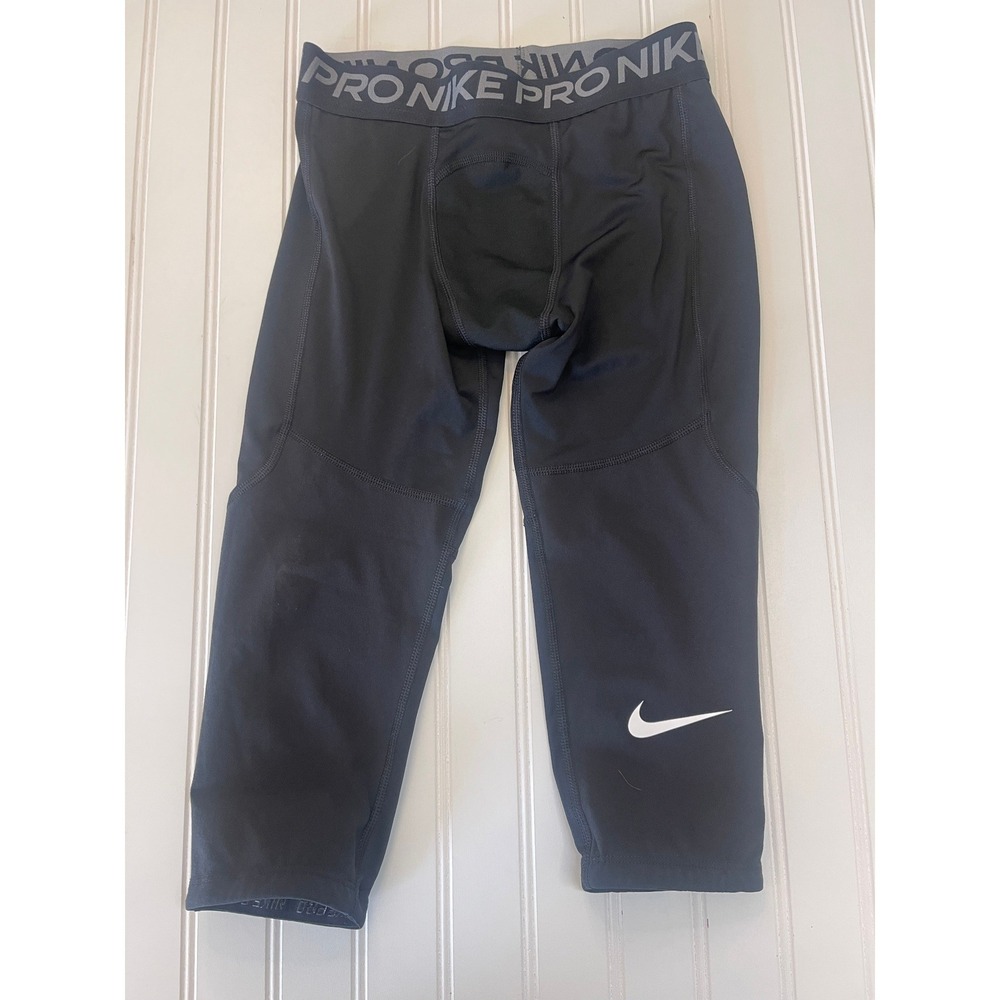 Nike Pro Boys Dri FIT 3/4 Compression Tights Black Size Medium M Leggings